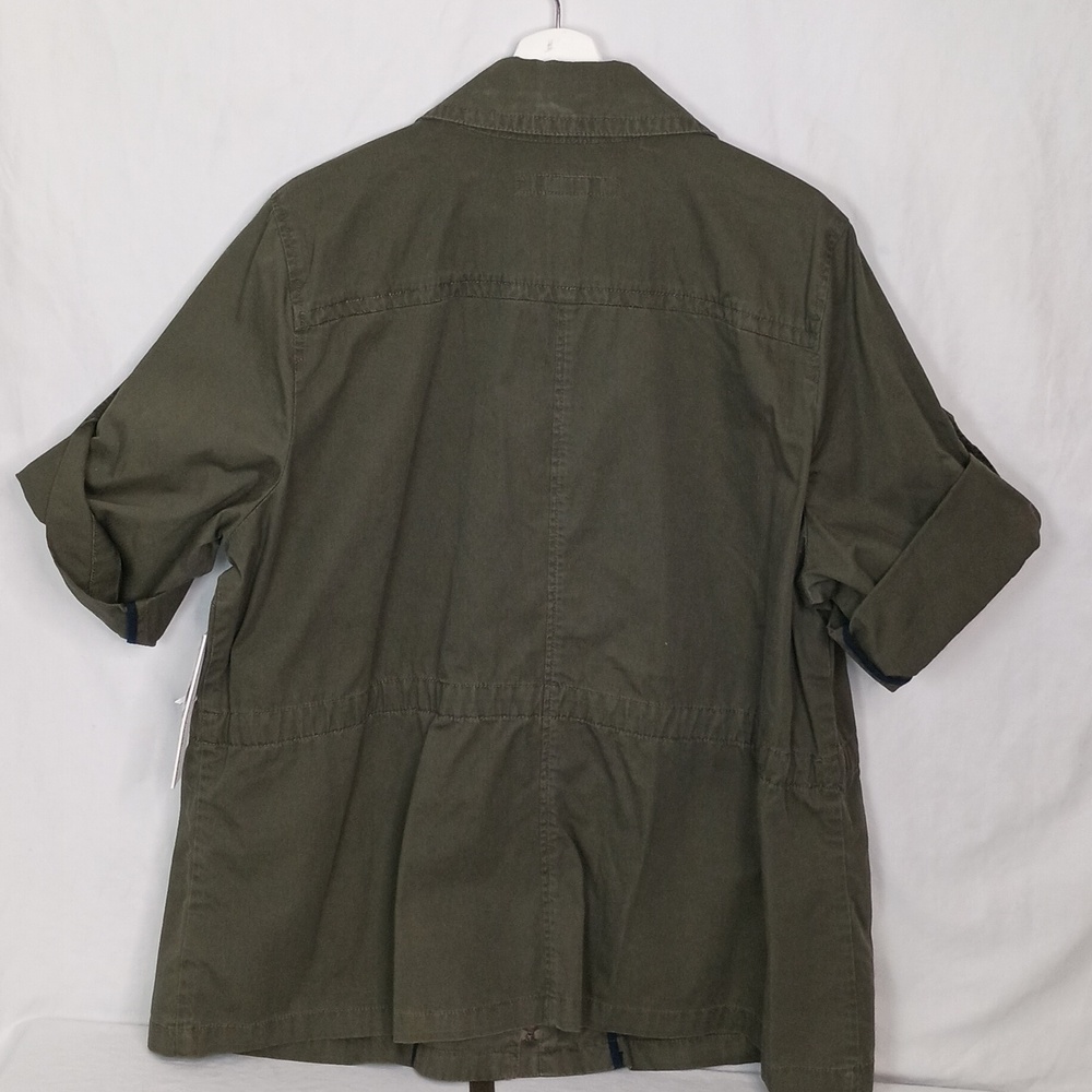 Calvin Klein Women’s Studded Full Zip 3/4 Roll Sleeve Military Jacket Indie - Picture 4 of 14